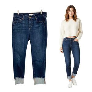 Loft Jeans Women 29 Petite Blue Modern Straight Cuffed Dark Wash Stretch 455593P